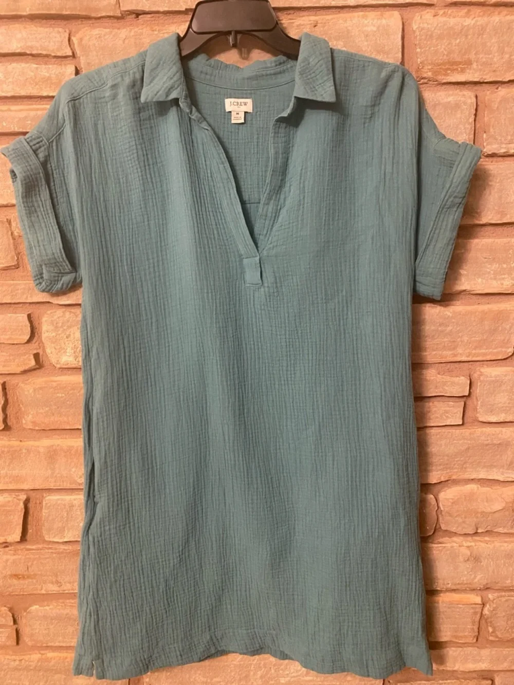 J. Crew Short-sleeve gauze popover dress Size M